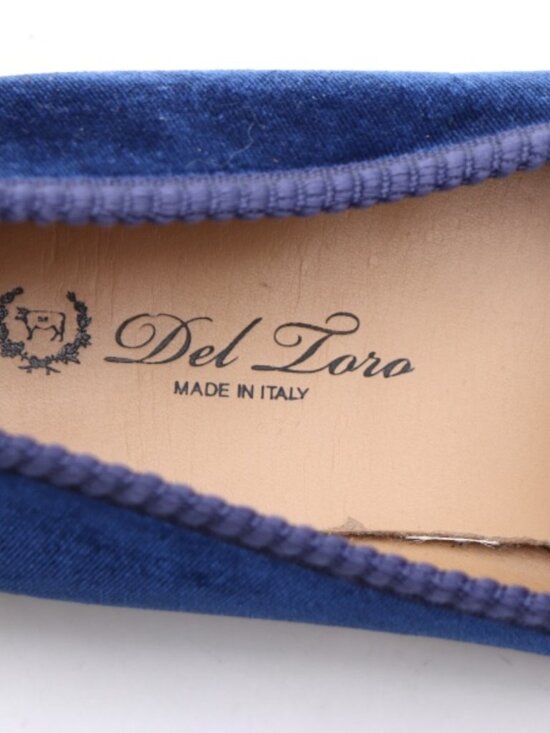 Del Toro Men’s 10 Blue Velvet Slip On Venetian Loafers Elegant Classic Italian main image 8